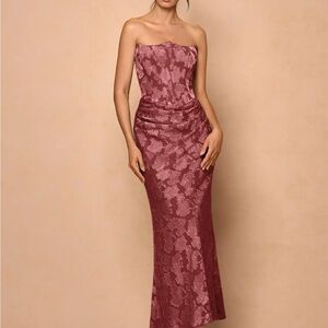 NWT - Azazie Strapless Dress in Rust Floral